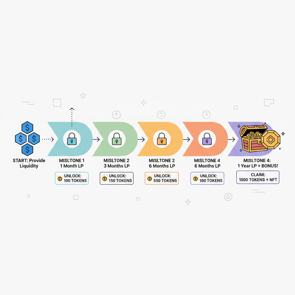 milestone chart unlocking token rewards for liquidity providers